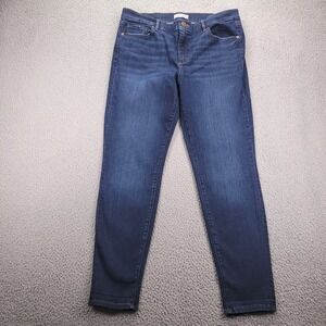 LOFT Jeans Womens Size 32/14 Skinny Crop High Rise Dark Wash Stretch Denim 34x28
